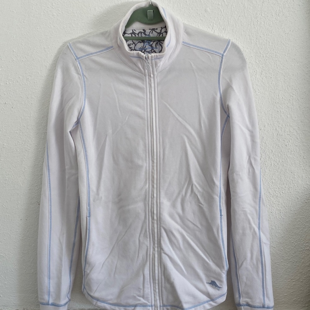 White Tommy Bahama zip up jacket
